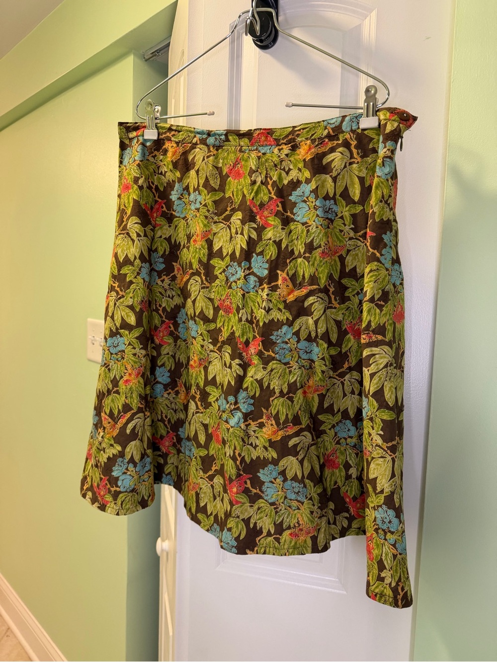 Christopher & Banks Bird Floral Print Cotton A-Line Skirt Size 14